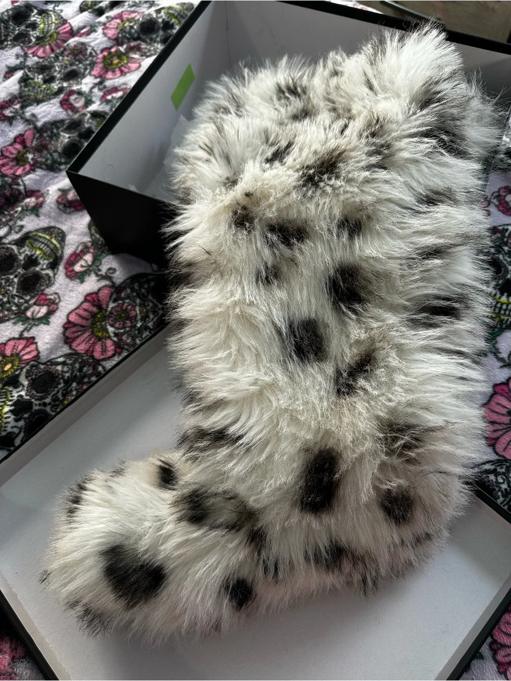 Faux Fur Snow Leopard Print Boots